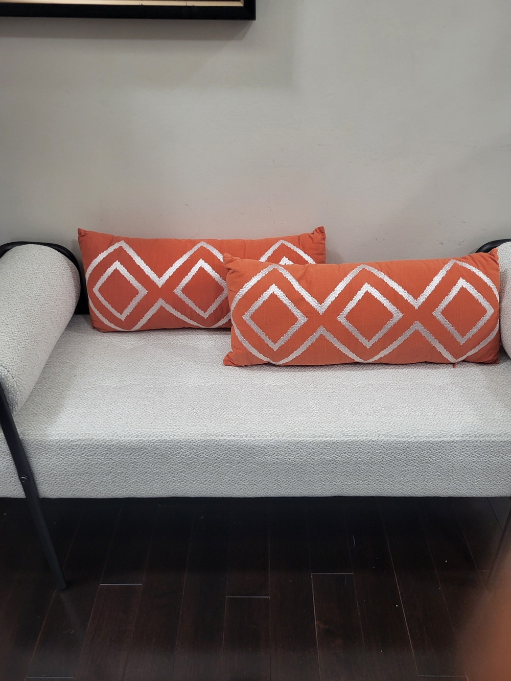 Set Of 2 Orange Geometric Lumbar Throw Pillow - Bouclair